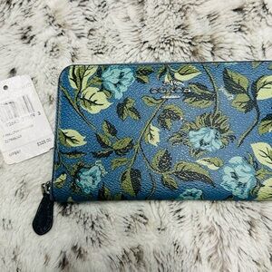 Coach Teal and Green Floral Women's Wallet